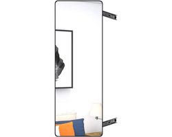 Schuifspiegel Garderobe - Uittrekbare Passpiegel - Kleding Combineren - Soepele Schuifrails - 90 x 40 cm - Zwart