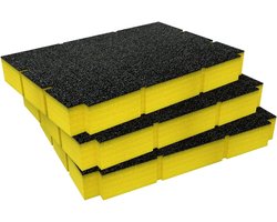 Schuim Inzetstukken - Gereedschap Organisatie - Gereedschap Sorteren - Op Maat Te Snijden - 3x 27x38x5 cm - Geel