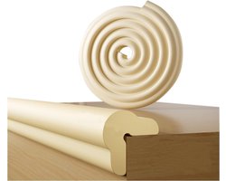 Schuim Randbescherming 2m + 4 Hoekbeschermers - Zelfklevend & Zachte Demping - Geschikt voor Meubels (Beige)