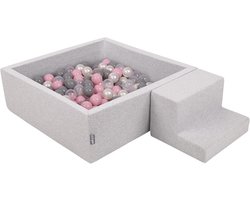 Schuim Speeltuin - Kinderspeelgoed Ballenbak - Actief Spelen - Zachte Schuimmodules - 90x90x30 cm - Lichtgrijs