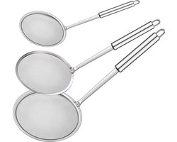 Schuimlepel, 10/12/14 cm schuimspaan roestvrij staal, roosterzeef van roestvrij staal, frituurlepel, zeeflepel, fijne zeef, voor wokaccessoires, filter skims fat scum, skimming vet schuim