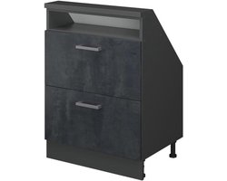 Schuin Dak Kast - Zolderkast Lade - Ruimte Benutten - Open Boven Compartiment - 60x81.5 cm - Zwart Beton