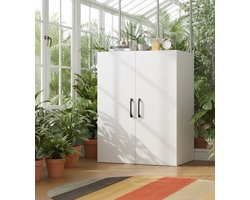 Schuine Dakkast met 2 Deuren en 4 Planken – Kledingkast en Opbergmeubel voor Zolder, Slaapkamer of Woonkamer – Hout Wit, 100x80x51,5 cm – Maximale Ruimtebesparing voor Schuine Daken House&Garden