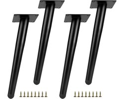 Schuine metalen meubelpoten 30 cm – Conisch design voor tafels, banken en kasten