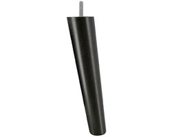 Schuine meubelpoot zwart conisch Ø 5 cm / 3,5 cm en hoogte 32 cm van massief hout (M8) - Set van 4 stuks