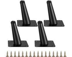 Schuine meubelpoten set van 4 zwart metaal - 10 cm hoogte voor banken, tafels, stoelen en kasten