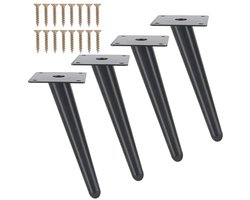 Schuine Meubelpoten Zwart 20 cm - 4 Stuks Vervangende Poten voor Banken, Kasten en Tafels
