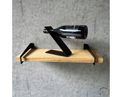 Schuine Wijnfleshouder voor op Tafel – Staal – Zwart Gecoat | Duurzaam & Elegant | Cadeautip