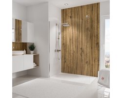 Schulte achterwand - Decor - hout lichte eik - 150x255 - zelf inkortbaar en zelfklevend - wanddecoratie - muurdecoratie - badkamer wandpanelen - wandbekleding
