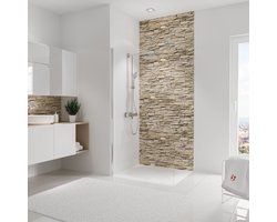 Schulte achterwand - DECOR - steen helder - 100x255 - zelf inkortbaar en zelfklevend - wanddecoratie - muurdecoratie - badkamer wandpanelen - muurbekleding