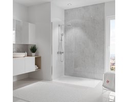 Schulte achterwand - hoogglans steengrijs - 150x255 - zelf inkortbaar - wanddecoratie - muurdecoratie - badkamer wandpanelen - muurbekleding