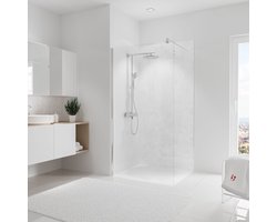 Schulte achterwand - hoogglans steenmarmer helder - 100x210 - zelf inkortbaar - wanddecoratie - muurdecoratie - badkamer wandpanelen - muurbekleding