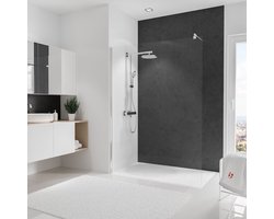 Schulte achterwand - Softtouch - steen antraciet - 150x255 - zelf in te korten - wanddecoratie - muurdecoratie - badkamer wandpanelen - muurbekleding