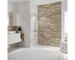 Schulte badkamer achterwand - steen helder - 150x255 - zelf inkortbaar en zelfklevend - wanddecoratie - muurdecoratie - wandpanelen - wandbekleding