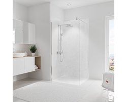 Schulte badkamer achterwand - steenmarmer helder - 100x210 - zelf inkortbaar - wanddecoratie - muurdecoratie - badkamer wandpanelen - muurbekleding