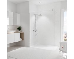 Schulte badkamer achterwand - steenmarmer helder - 150x255 - zelf inkortbaar en zelfklevend - wanddecoratie - muurdecoratie - wandpanelen - muurbekleding