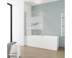 Schulte Badwand - 2 delig - 114x140cm - chroom - helder veiligheidsglas met Decor Liane - nano antikalk