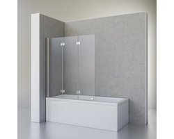 Schulte badwand 3 delig - 130x142cm - transparant veiligheidsglas met chroom profiel