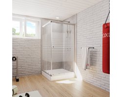 Schulte douchecabine - Sunny hoekinstap met schuifdeuren - groot verstelbereik 73,5 tot max. 88,5 cm - hoogte 175 cm - alu profiel met decor veiligheidsglas - montage op douchebak of direct op de douchevloer