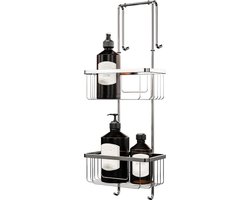 Schulte doucherekje om op te hangen aan de douchewand - 2 etages uit roestvrijstaal - handig bij het douchen: zeep - shampoo - 2 handdoekhaken en opbergruimte voor de douchewisser