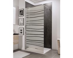 Schulte douchewand - inloopdouche - 90x190 - chroom - transparant veiligheidsglas met decor Mistral - antikalk