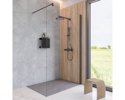 Schulte douchewand - inloopdouche - Style - 80x190cm - transparant glas - Antikalk - mat zwart profiel