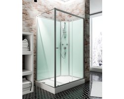 Schulte Ibiza - douchecabine compleet - rechthoekig - type rechts - 90x140x204 - alu - transparant veiligheidsglas - mengkraan - doucheset