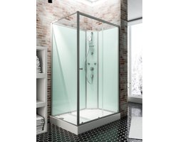 Schulte Ibiza - douchecabine compleet - type rechts - 80x120x204 – vierkante - alu - transparant veiligheidsglas - mengkraan - doucheset