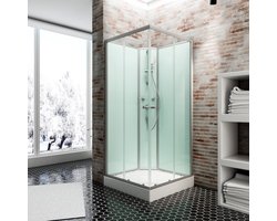 Schulte Ibiza II – vierkante douchecabine compleet - 90x90x204– alu - transparant veiligheidsglas - doucheset – mengkraan – hoofd- handdouche