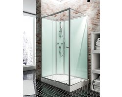 Schulte Ibiza - rechthoekig douchecabine compleet - type links - 80x120x204 – alu - transparant veiligheidsglas - mengkraan - doucheset