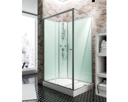 Schulte Ibiza - rechthoekige douchecabine compleet - type links - 90x140x204 – alu - transparant veiligheidsglas - mengkraan - doucheset