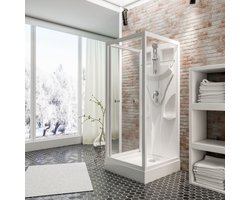 Schulte Juist - douchecabine compleet- 80x80x190 - vierkante - wit - transparant veiligheidsglas - douchegarnituur - verstelbare douchekop
