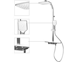 Schulte Regendouche Square Douchesysteem Rain - thermostaatkraan met rek - chroom/wit