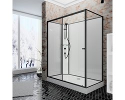 Schulte Tahiti - douchecabine compleet - rechthoekig - type links - 90x120x204 – zwart - transparant veiligheidsglas - mengkraan - doucheset