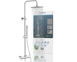 SCHÜTTE AQUADUCT Douchesysteem - Regendouche - Lengte Stang 80 - 120 cm - Met thermostatische Mengkraan - Chroom