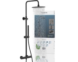 SCHÜTTE AQUADUCT Douchesysteem - Regendouche - Lengte Stang 80 - 120 cm - Met thermostatische Mengkraan - Mat Zwart