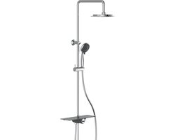 SCHÜTTE Aquastar Douchesysteem - Regendouche - Geïntegreerd Planchet met Push-Button Omsteller - Chroom & Antraciet