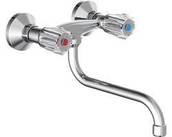 SCHÜTTE Brillant Keukenkraan - Mengkraan - Draaibare Uitloop - Wandmontage - Chroom