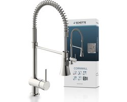 SCHÜTTE Cornwall Design Keukenkraan - Mengkraan - Draaibare Uitloop met Spiraalveer - RVS-look