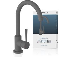 SCHÜTTE CORNWALL Design Keukenkraan - Mengkraan - Hoge, Draaibare Ronde Uitloop - Zijdelingse Greep - Antraciet Mat
