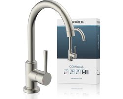 SCHÜTTE CORNWALL Design Keukenkraan - Mengkraan - Hoge, Draaibare Ronde Uitloop - Zijdelingse Greep - RVS-look
