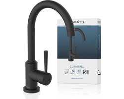 SCHÜTTE CORNWALL Design Keukenkraan - Mengkraan -Hoge, Draaibare Ronde Uitloop - Zijdelingse Greep - Zwart