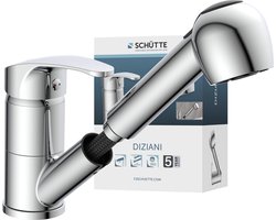 SCHÜTTE DIZIANI Keukenkraan - Mengkraan - Draaibare Uitloop - Uittrekbare Sproeier - 2 Standen - Chroom