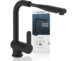 SCHÜTTE LONDON Design Keukenkraan - Mengkraan - draaibare Uitloop - uittrekbare Mousseur - Mat Zwart