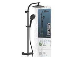 SCHÜTTE Madura Fresh Douchesysteem - Regendouche - met Thermostatische Douchekraan - Hartafstand 150 mm - Zwart Mat