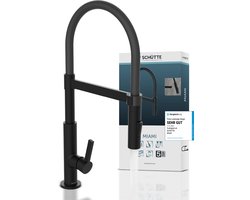 SCHÜTTE Miami Design Keukenkraan - Mengkraan - Draaibare Uitloop met Soft-Touch Slang - Zwart Mat