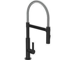 SCHÜTTE Miami Design Keukenkraan - Mengkraan - Draaibare Uitloop met Spiraalveer - Chroom & Zwart Mat