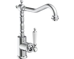 SCHÜTTE Old Style Retro Keukenkraan - Mengkraan - Hoge, Draaibare Uitloop - Zijdelingse Greep - Chroom