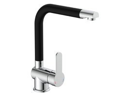 SCHÜTTE Rio Design Keukenkraan - Mengkraan - Hoge, Draaibare Uitloop - Zijdelingse Greep - Chroom/Zwart