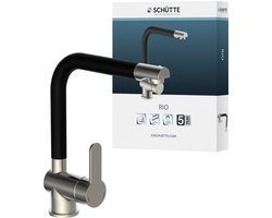 SCHÜTTE Rio Design Keukenkraan - Mengkraan - Hoge, Draaibare Uitloop - Zijdelingse Greep - RVS-look/Zwart